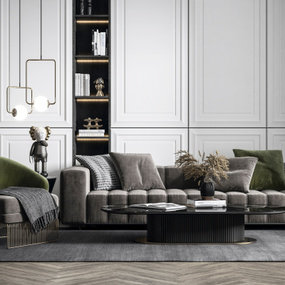 现代绒布沙发组合3d模型