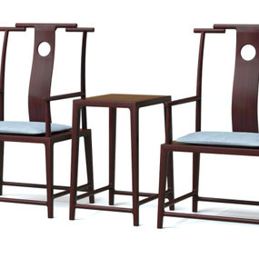 中式实木单椅3d模型