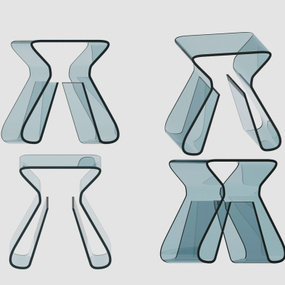 现代透明塑料凳子3d模型