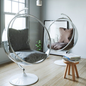 现代透明玻璃吊椅3d模型