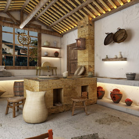 自然风民宿厨房3d模型