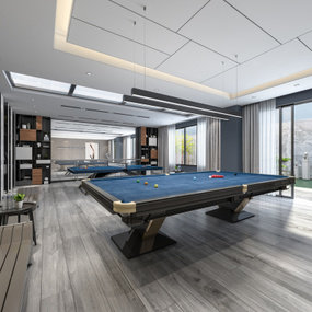 现代休闲乒乓球桌球室3d模型