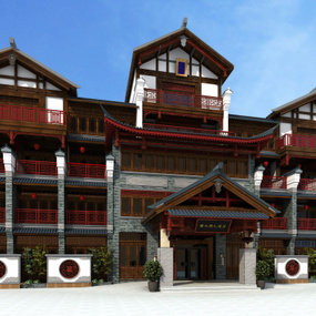 中式古建酒店3d模型