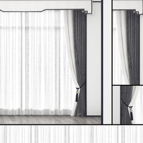 新中式布艺窗帘3d模型