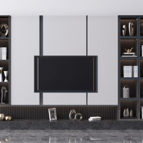 现代电视柜背景墙3d模型