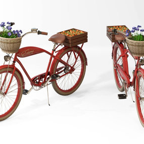 现代红色复古单车3d模型