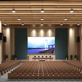 现代大型会议室报告厅3d模型