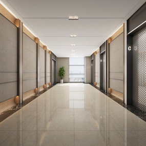 现代办公楼电梯间3d模型