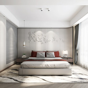新中式简约卧室3d模型