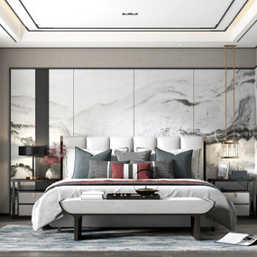 新中式卧室主人房3d模型