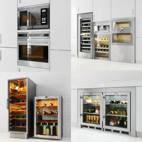 现代嵌入式烤箱冰箱3d模型