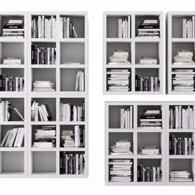 现代白色书柜3d模型