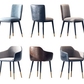 现代皮革餐椅组合3d模型
