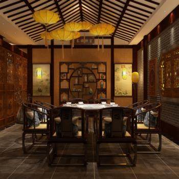 中式酒店餐厅包厢3D模型