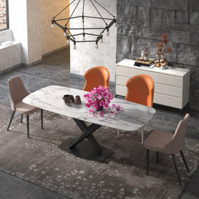 工业风大理石餐桌椅3d模型