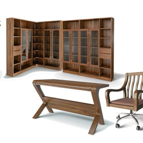 新中式实木书柜3d模型