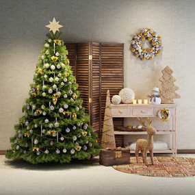 北欧圣诞树雪人花圈摆件3d模型