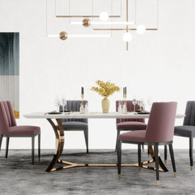 现代轻奢餐桌椅组合3d模型