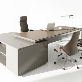 现代班台办公桌椅3d模型