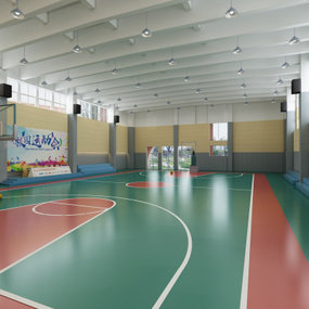 现代室内篮球馆3d模型