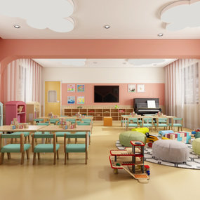 现代幼儿园教室3d模型
