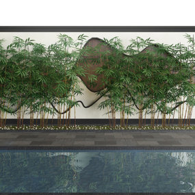 新中式竹子水景小品3d模型