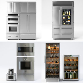 现代冰箱酒柜厨房电器3d模型