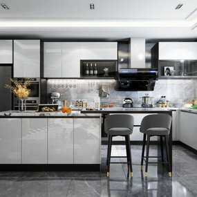 现代厨房中岛台3d模型
