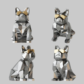 现代金属小狗雕塑3d模型