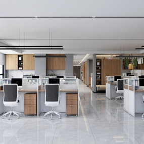 现代敞开式办公区3d模型