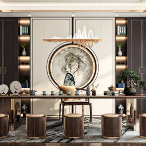 新中式轻奢茶室3d模型