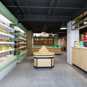 现代超市生鲜水果店3d模型