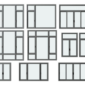 现代铝合金窗户组合3d模型