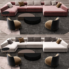 现代布艺沙发组合3d模型