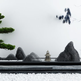 新中式假山景观小品3d模型