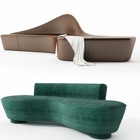 现代布艺皮革异形沙发3d模型