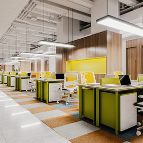 现代敞开式办公室3d模型