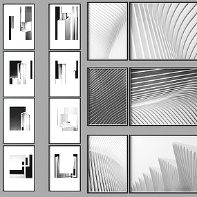 现代黑白装饰画3d模型