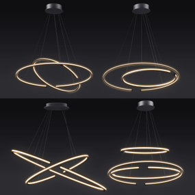 现代简易圆环吊灯3d模型