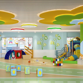 现代幼儿园活动室3d模型