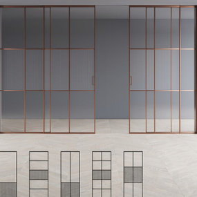 现代办公室玻璃门推拉门3d模型