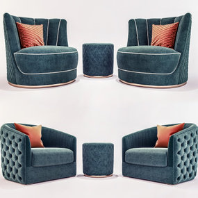 现代布艺休闲沙发3d模型