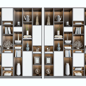 现代实木装饰柜组合3d模型