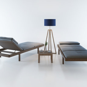 现代实木躺椅3d模型