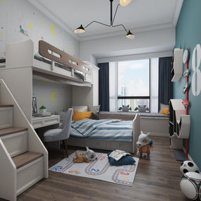 北欧儿童房3d模型