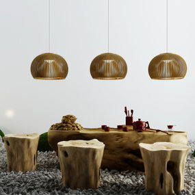 自然风原木茶桌椅3d模型