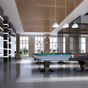 现代乒乓球桌球馆3d模型