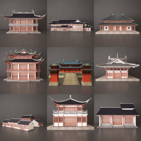 中式古建建筑外观3d模型
