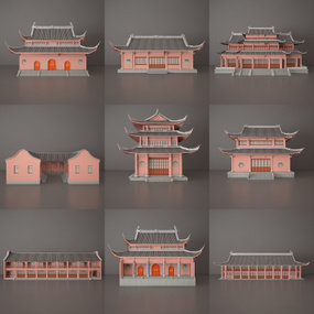 中式古建筑组合3d模型