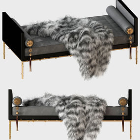 现代皮革床尾凳3d模型